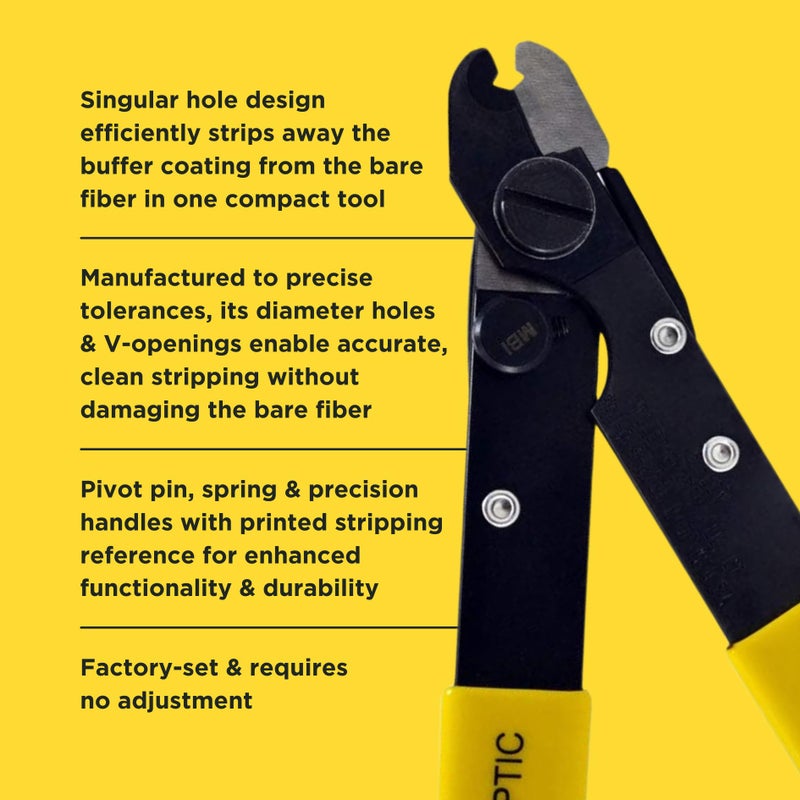 Miller FO 103-S-200 Series Single Hole Fiber Optic Stripper for Working Technicians, Electricians, and Installers, V-Shaped Opening, Safe Cable Tool, Easily Portable Wire Stripper, 2.88 Ounces - Image 3